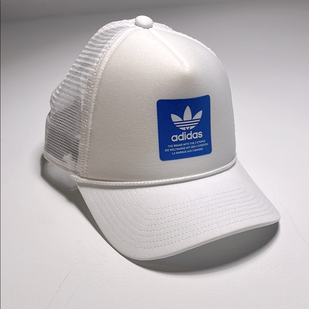 adidas White and Blue Trucker Hat